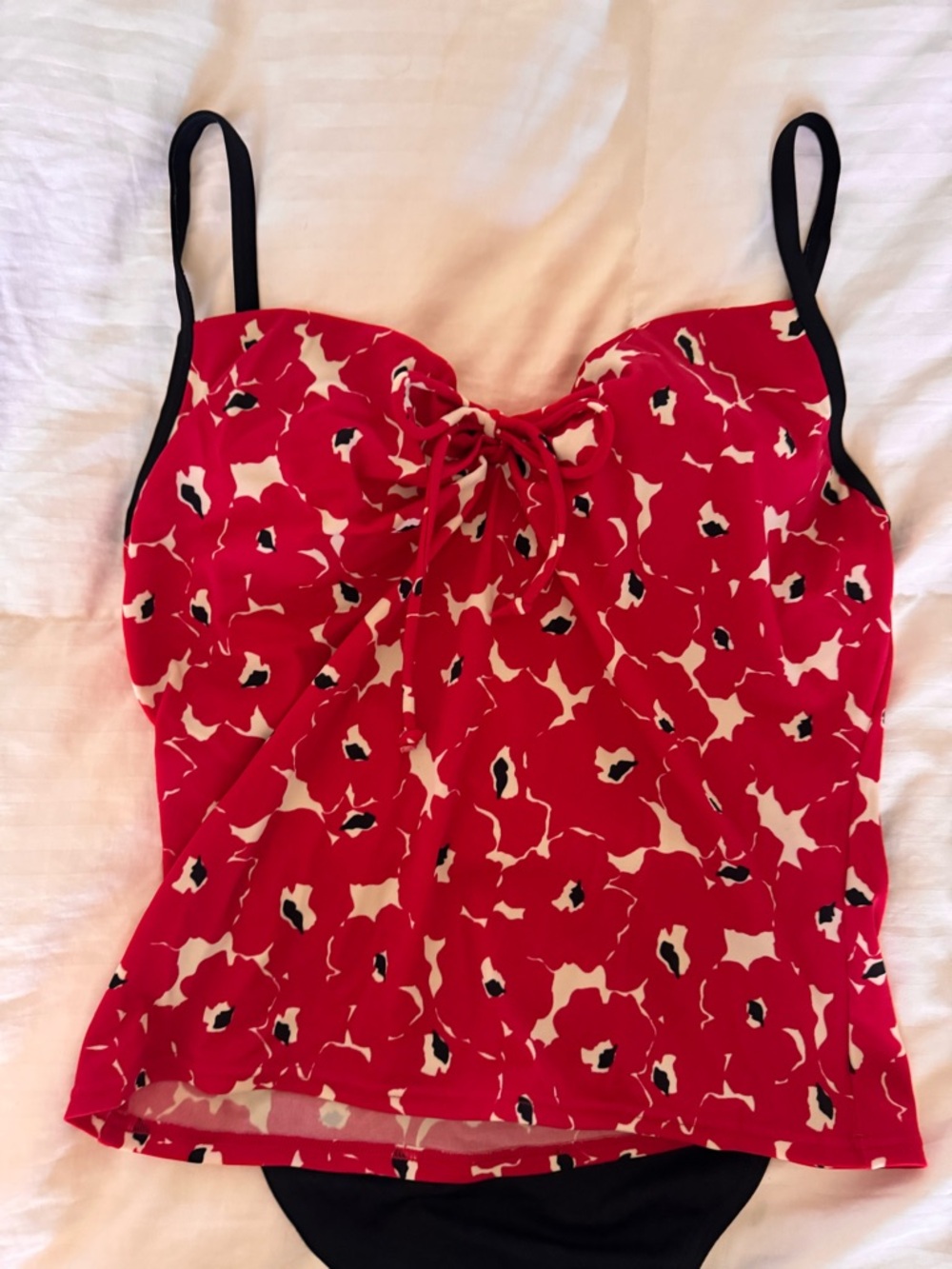 Victoria's Secret Black and Red poppy Tankini with Branded Tag and black bottoms